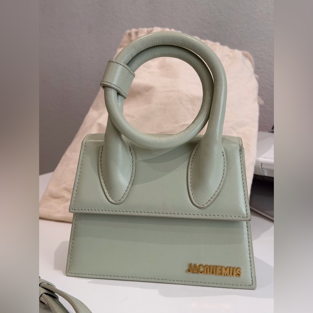 Jacquemus Light Green Mini Bag with Gold Logo